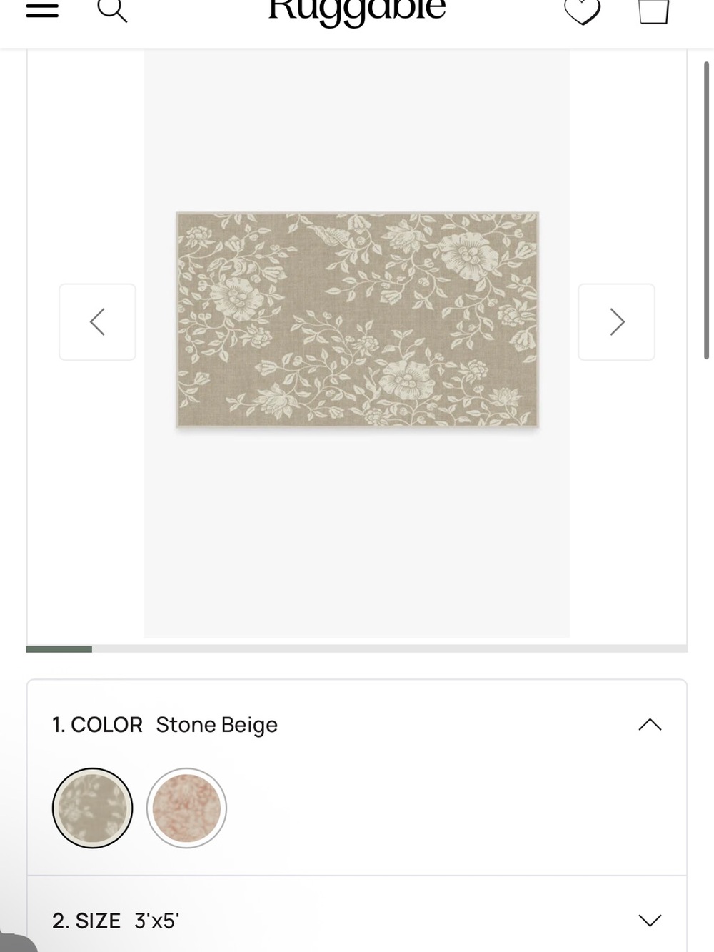 Ruggable morris & co mallow flower natural rug & rug pad